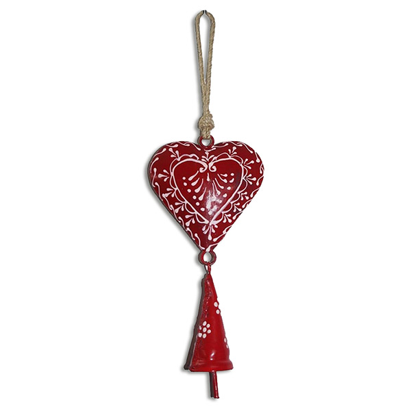 Bild 1 von Glücksglocke Herz rot mit Juteband Herzmotiv 9x18x31cm