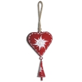 Glücksglocke Herz rot mit Juteband Edelweiß 9x18x31cm