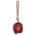 Glücksglocke rot mit Juteband Herzmotiv 15x3,5x4cm